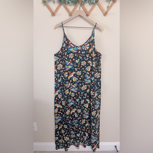 Gaby & Gracie Dresses & Skirts - FINAL PRICE: GABY & GRACIE | Black Maxi Dress with Colorful Bird Pattern Size XL